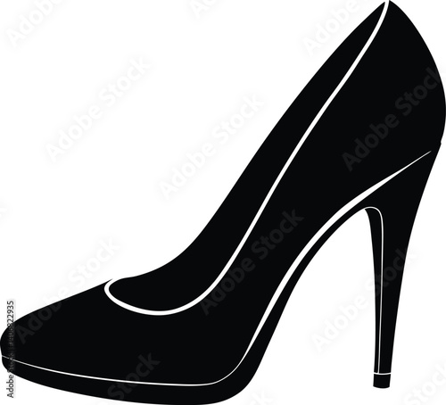 High-Heel Shoe Silhouette Black Vector on White Background
