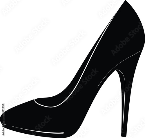 High-Heel Shoe Silhouette Black Vector on White Background