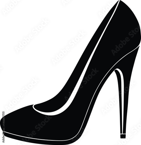 High-Heel Shoe Silhouette Black Vector on White Background