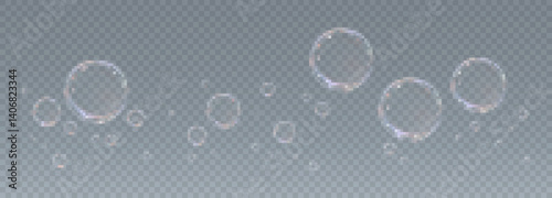 Realistic soap bubble with rainbow shine. Glossy, transparent, and airy. Perfect for clean, fresh, or scientific designs. Isolated 3D element on a clear background