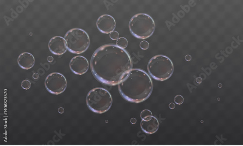 Realistic soap bubble with rainbow shine. Glossy, transparent, and airy. Perfect for clean, fresh, or scientific designs. Isolated 3D element on a clear background