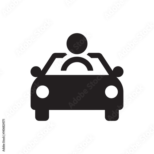 Person Driving a Car Editable Vector Illustration isolated on a white background perfect for transportation and travel design