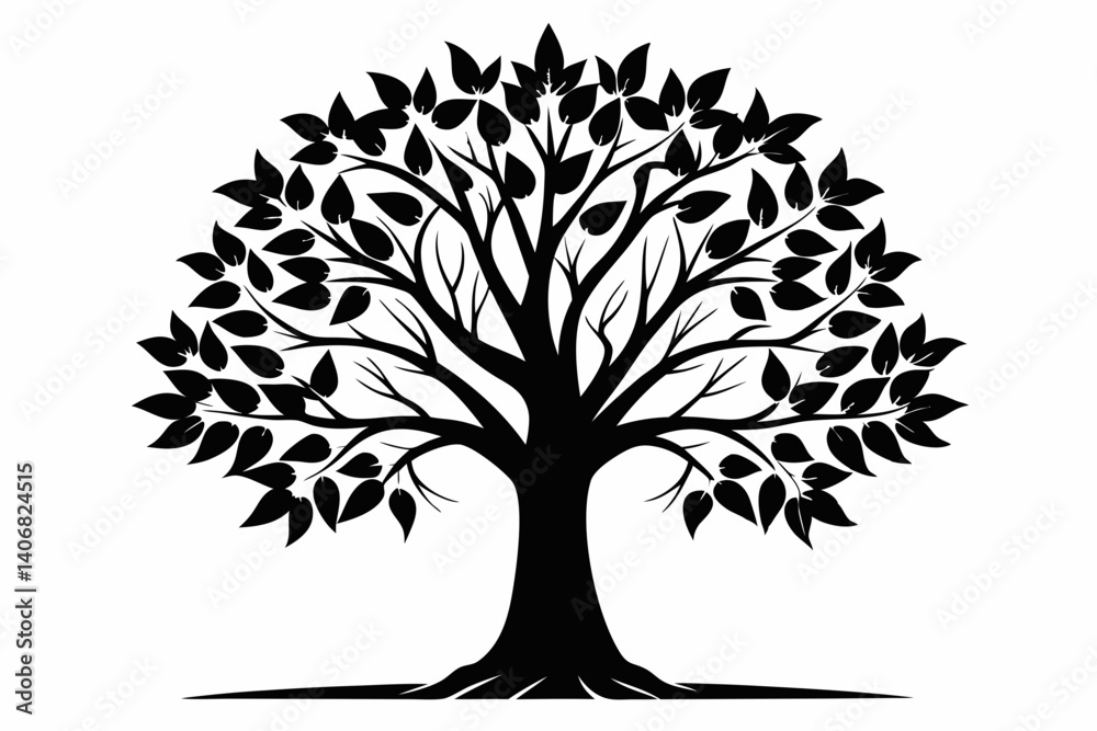 Fototapeta premium alder tree silhouette line art vector illustration
