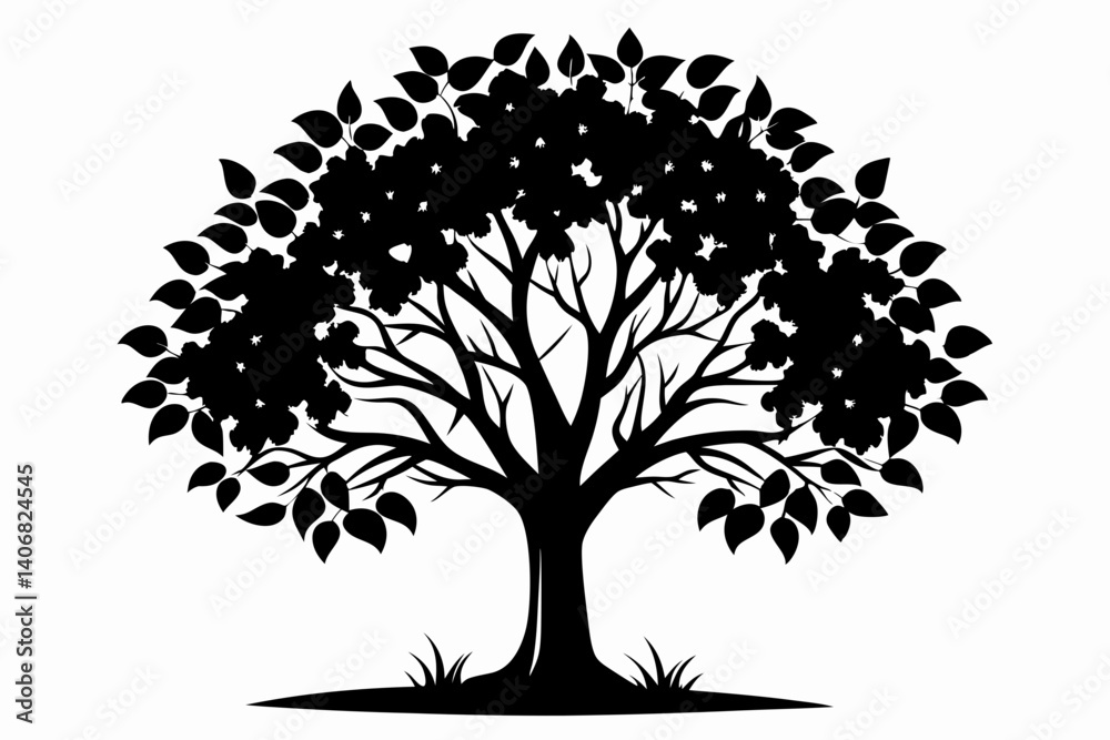 Obraz premium alder tree silhouette line art vector illustration