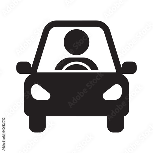Person Driving a Car Editable Vector Illustration isolated on a white background perfect for transportation and vehicle-related design
