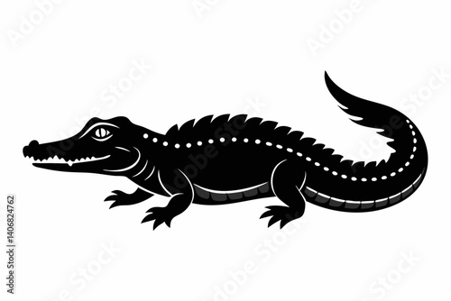 alligator silhouette line art vector illustration