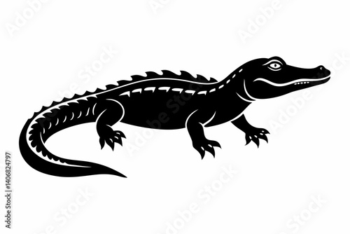 alligator silhouette line art vector illustration