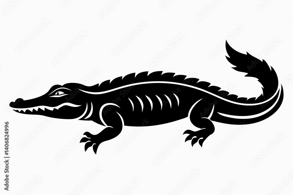 Naklejka premium alligator silhouette line art vector illustration