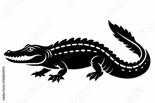 alligator silhouette line art vector illustration