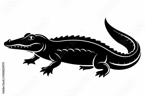 alligator silhouette line art vector illustration