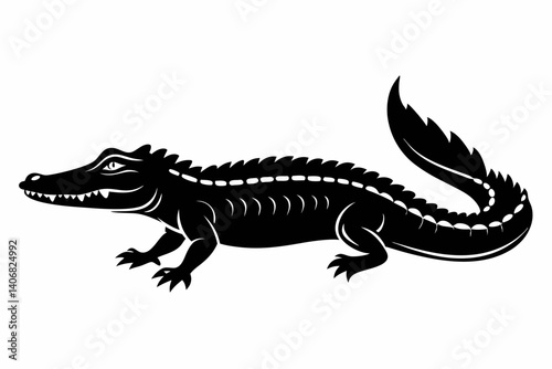 alligator silhouette line art vector illustration