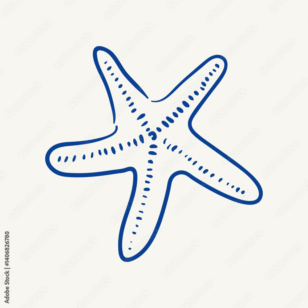 Obraz premium Blue starfish illustration showcasing natural beauty of marine life in a minimalist design
