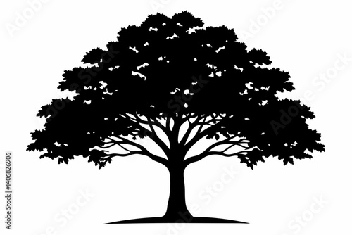 ash tree silhouette line art vector illustration