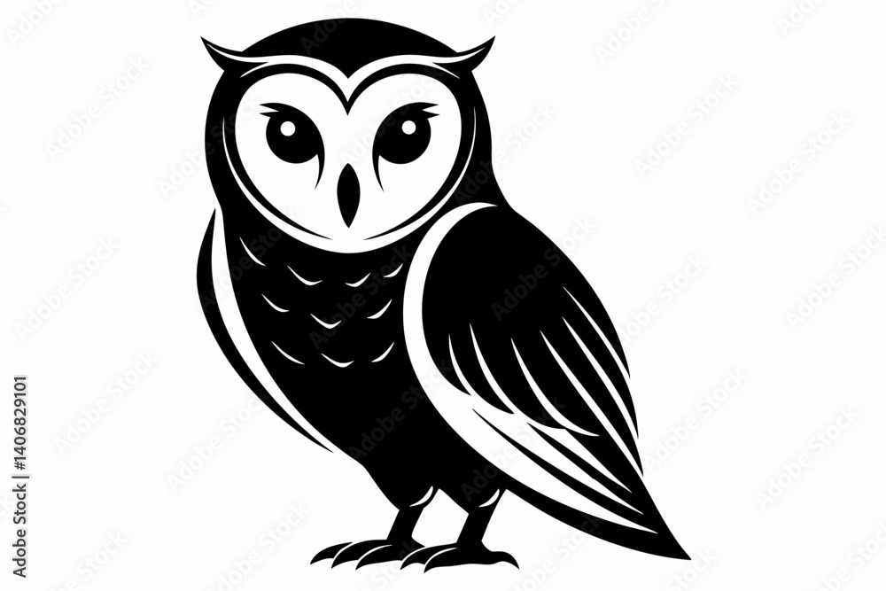 Obraz premium barn owl silhouette line art vector illustration