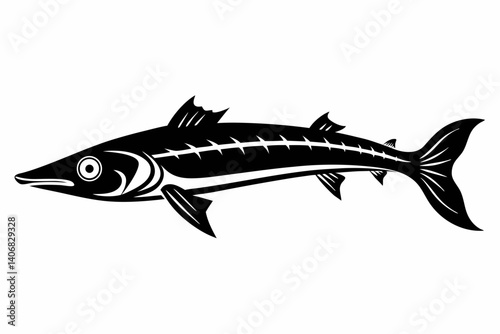 barracuda silhouette line art vector illustration