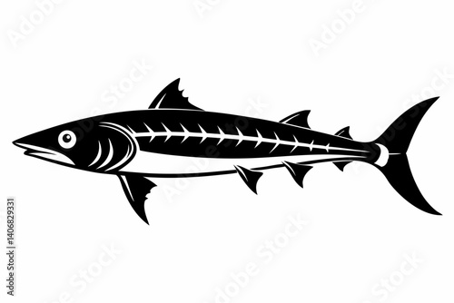 barracuda silhouette line art vector illustration