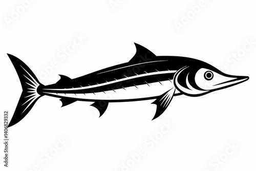 barracuda silhouette line art vector illustration