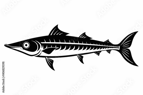 barracuda silhouette line art vector illustration