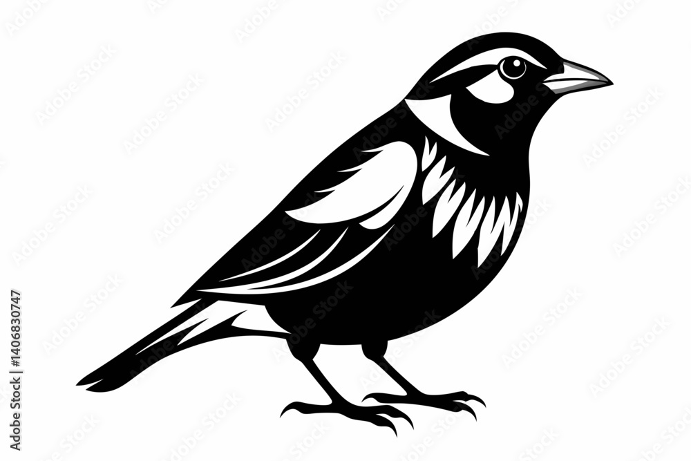 Obraz premium bobolink silhouette line art vector illustration