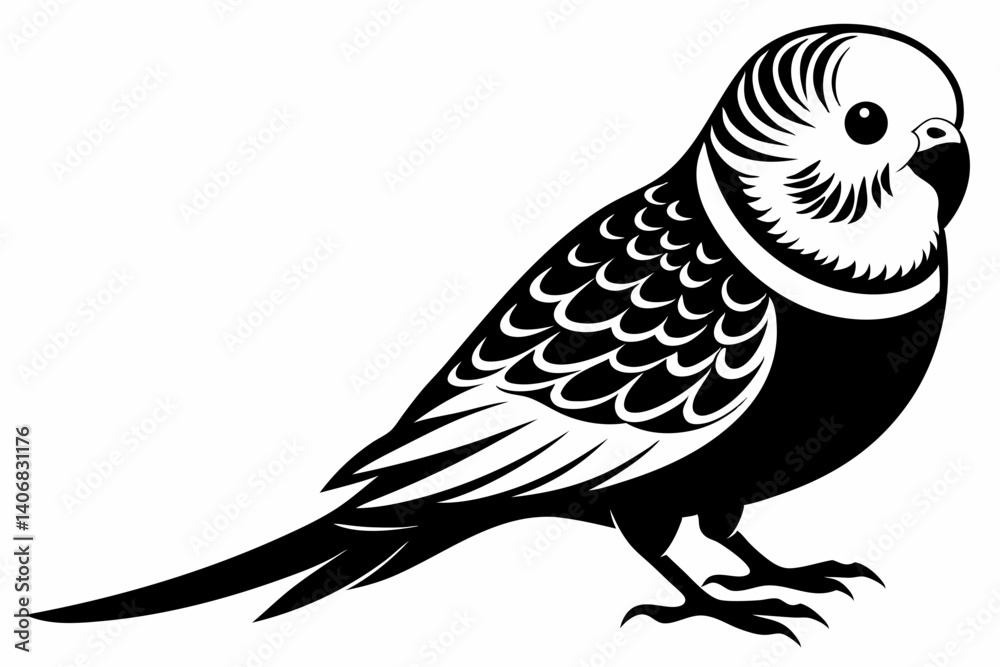 Fototapeta premium budgerigar silhouette line art vector illustration