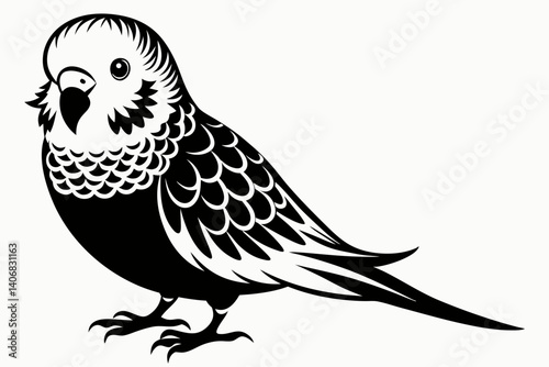 budgerigar silhouette line art vector illustration