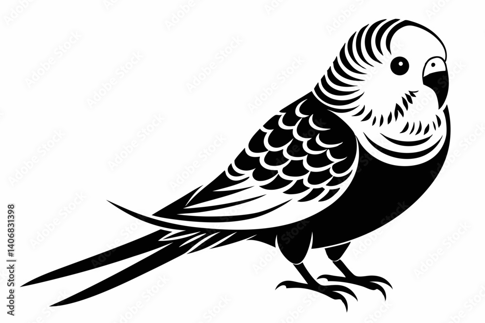 Fototapeta premium budgerigar silhouette line art vector illustration