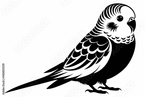 budgerigar silhouette line art vector illustration