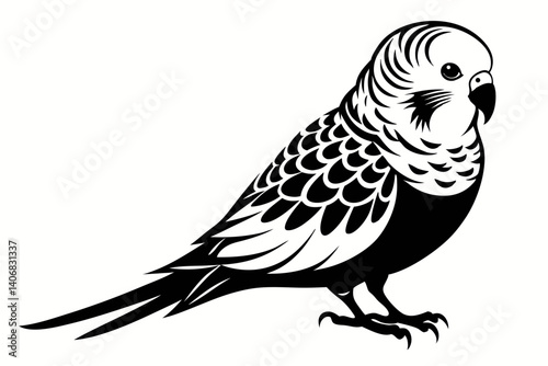 budgerigar silhouette line art vector illustration