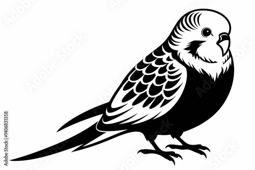 budgerigar silhouette line art vector illustration