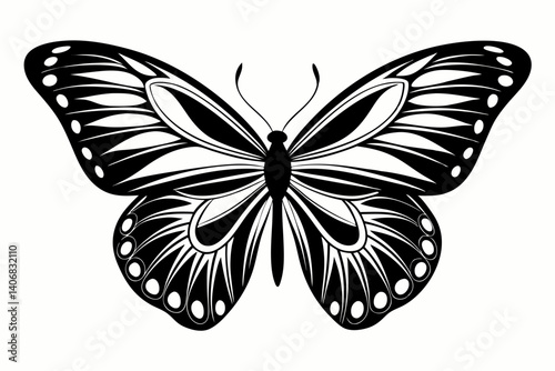 butterfly silhouette line art vector illustration