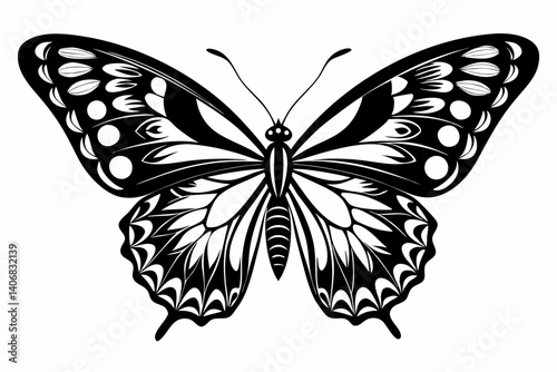 butterfly silhouette line art vector illustration