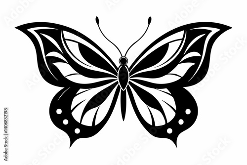 butterfly silhouette line art vector illustration