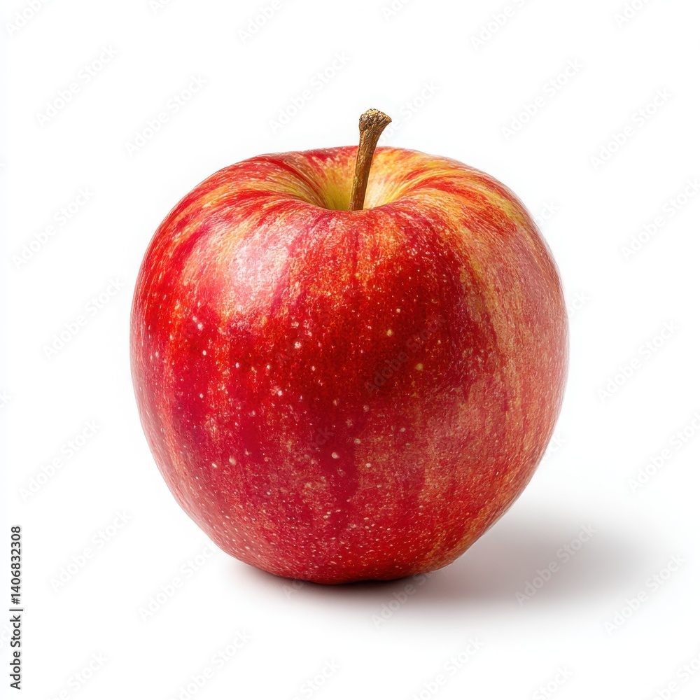 A high-resolution stock image of a single, ripe red apple isolated on a clean white background A high-resolution stock image of a single, ripe red apple isolated on a clean white background