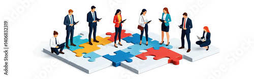 Isometric_view_of_business_team_standing_on_a_puzzle_platform_-depicting_collaboration_and_problem-solving_with_figures_holding_tablets_or_laptops_