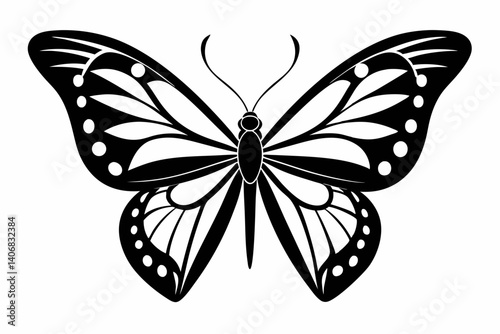 butterfly silhouette line art vector illustration