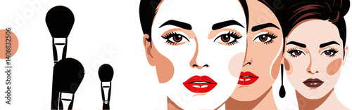Makeup_brushes_and_three_stylized_female_faces_showing_a_progression_from_a_blank_canvas_to_a_fully_made-up_look-with_bold_red_lipstick_and_defined_eyes_