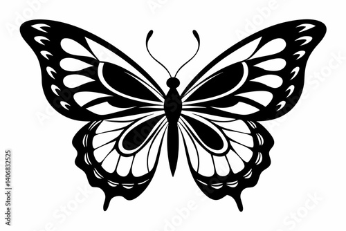 butterfly silhouette line art vector illustration