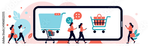Online-shopping_illustration-with-women_using_phones-and_shopping_carts_displayed_on_a_large_mobile_phone_screen--colorful-design--modern_aesthetic