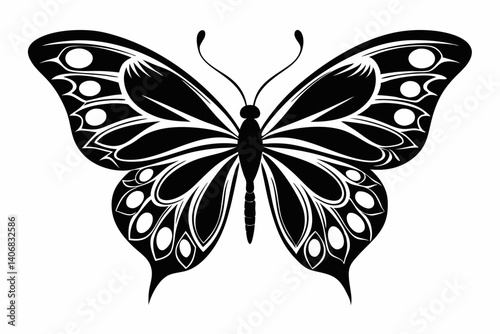 butterfly silhouette line art vector illustration