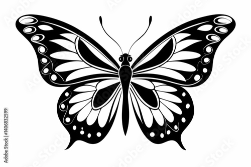 butterfly silhouette line art vector illustration