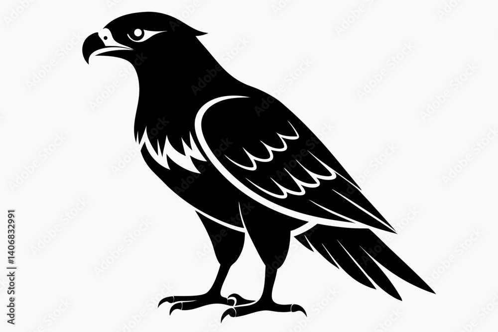 Fototapeta premium buzzard silhouette line art vector illustration