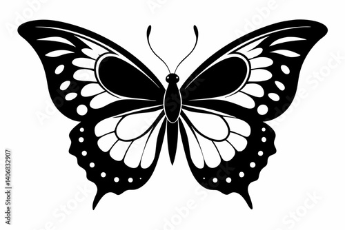 butterfly silhouette line art vector illustration