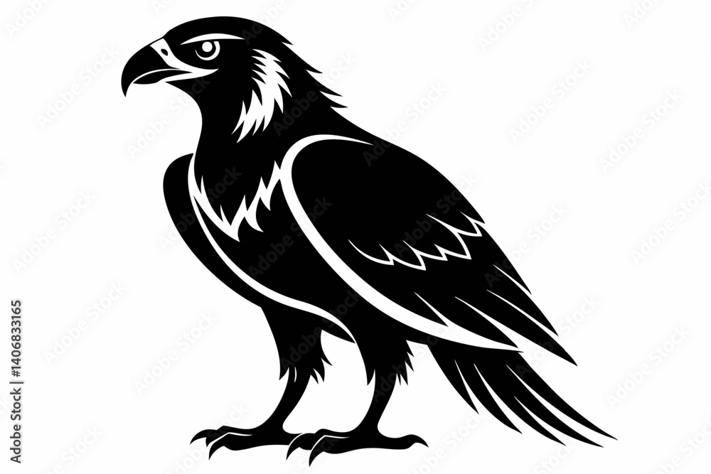 Fototapeta premium buzzard silhouette line art vector illustration