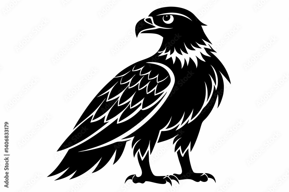 Obraz premium buzzard silhouette line art vector illustration