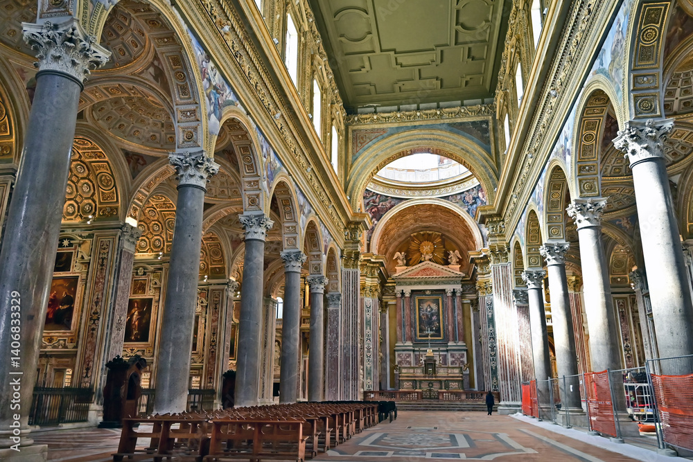 Obraz premium Napoli, interno della chiesa dei Girolamini in via dei Tribunali - Campania