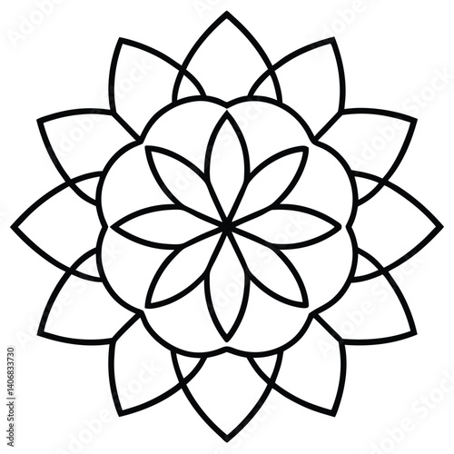 Minimalist Classic Lotus Mandala Icon Vector Illustration, Lotus, Mandala, Classic, Icon, Minimalist