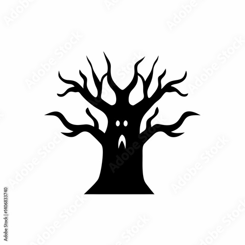 creative details Haunted Tree Icon Vector Illustration