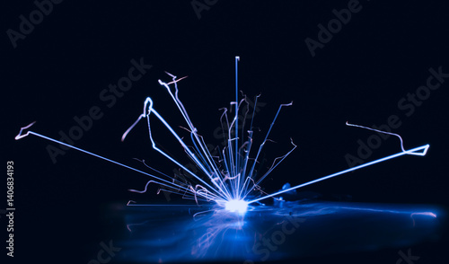 explosion of sparks from an electrical short circuit