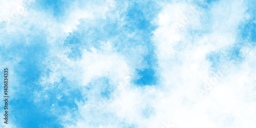 Watercolor illustration art marble painting abstract blue color texture, blue sky with clouds  aquarelle paint blue paper textured canvas perfect light sky blue shades watercolor background.