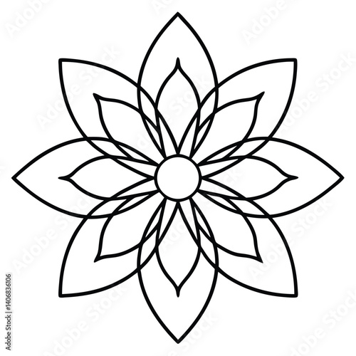 Minimal Daisy Mandala Icon Vector Illustration Design, Flower, Art, Symbol, Pattern